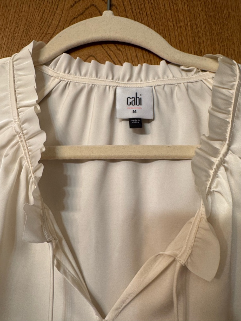 CAbi Cream Ruffle-Trim Blouse - Picture 3 of 8